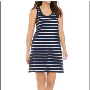 Crown & Ivy Blue and White Striped Sleeveless Cotton Tank Dress Size Medium